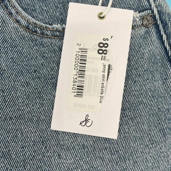 Sam Edelman The Jenny Denim Jean Mini Skirt Raw Hem Size 2/26 - Picture 6 of 7